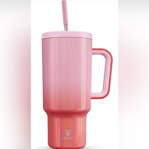 Meoky 40oz Tumbler with Handle, Leak-proof Lid and Straw (Flamingo) NIB